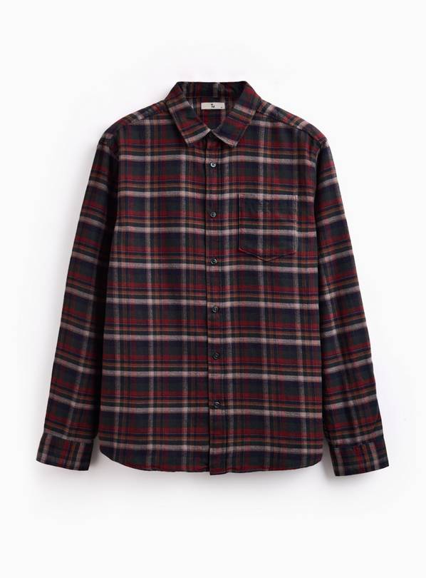 Dark Red Brushed Check Shirt XXXXL